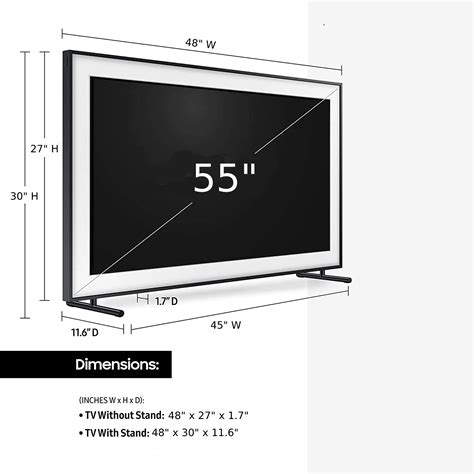 55 inch tv dimensions - The size and shape are similar to 72-Inch TV dimensions, and they both take up a lot of wall space. Source: Dimensions.com. TV Resolution. ... 45 to 55 inches will provide an optimal viewing experience. With this television size, make sure to view from 8 …